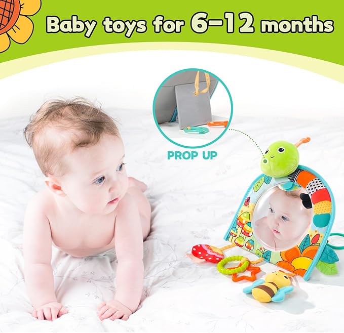 Koty Infant Car Seat Toy - Kick and Play Activity Center with Mirror, Teether and Crinkle Paper, Fun Travel Baby Toy for Rear Car Seat, Easier Drive with Newborns, Babies