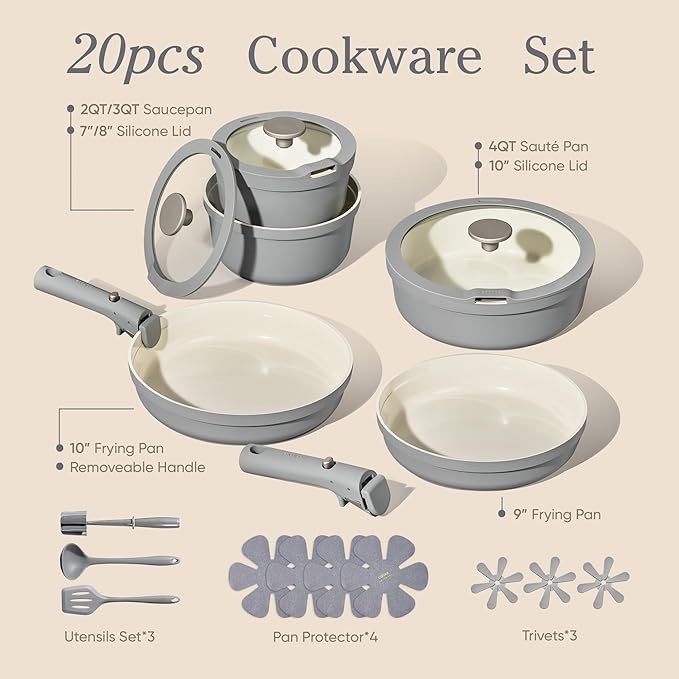 Carote 20pcs Ceramic Cookware Set