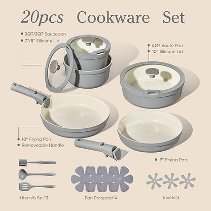 Carote 20pcs Ceramic Cookware Set