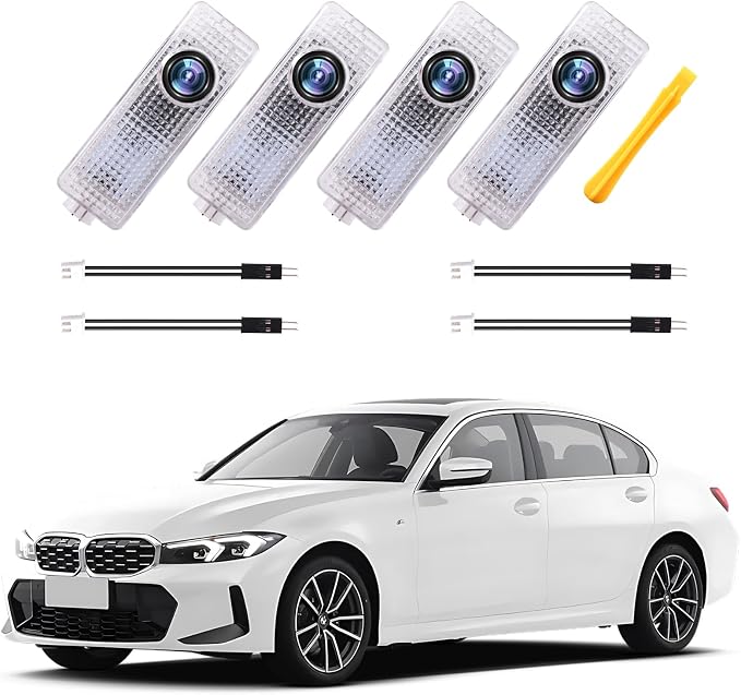 4PC Car Door Light Projector, Customized Logo Door LED Lights Compatible with 1/2/3/4/5/6/7/X/Z/M/GT Series M Car Accessories