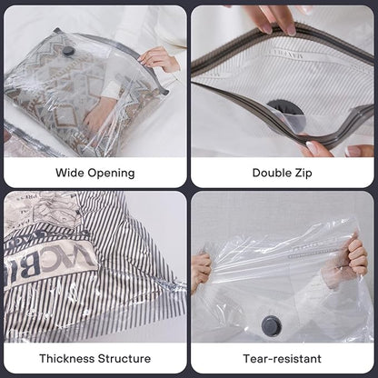 15-Pack Vacuum Storage Bags for Travel, Large/Medium/Small Compression Bags for Clothes (No Pump)