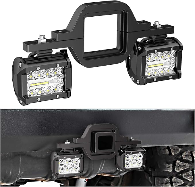 Nilight 2 Pcs 4 Inch 60W Led Pods with 2 Inch Tow Hitch Mounting Brackets Backup Reverse Lights Rear Light Bar for Pickup ATV SUV Truck Trailer Boat