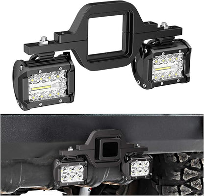 Nilight 2 Pcs 4 Inch 60W Led Pods with 2 Inch Tow Hitch Mounting Brackets Backup Reverse Lights Rear Light Bar for Pickup ATV SUV Truck Trailer Boat