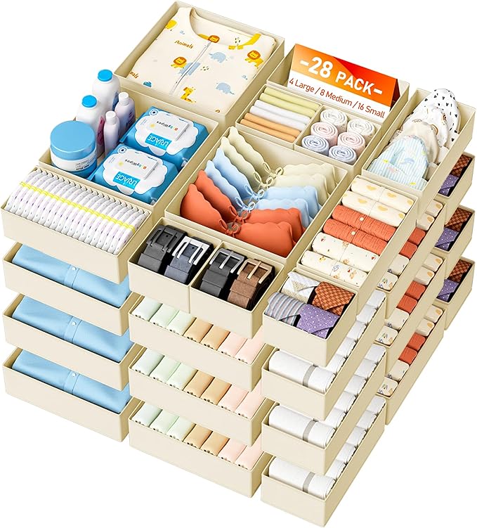 DIMJ Drawer Organizer Clothes 28 Pack