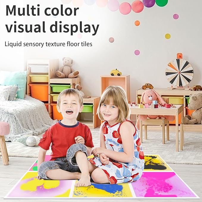 Liquid Lava Tiles for Kids： 11.8x11.8 in Educational Play Mat with Non-Slip Base Develop Motor Skills & Creativity for Children 3-12 Years（6PTFG2