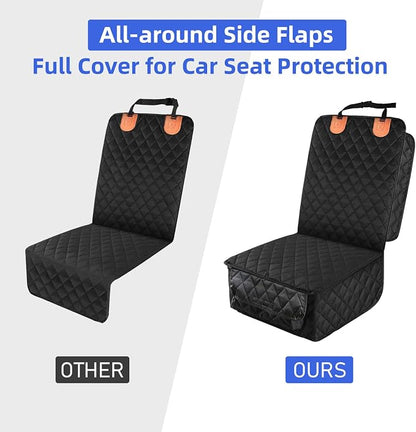 PETICON Front Seat Cover 2 Pack, Full Protection Dog Car Seat Cover with Side Flaps, Nonslip Scratchproof Captain Chair Seat Cover Fits for Cars, Trucks, SUVs, Jeep, Black