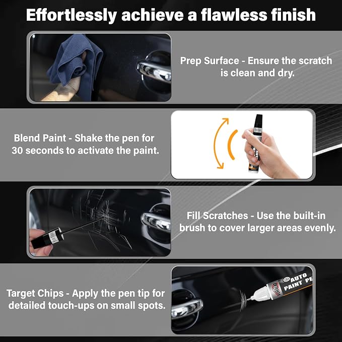 Touch Up Paint for Cars, 3-Pack - Black Car Scratch Repair Pen, Color Accurate Automotive Touch Up Paint, Long-Lasting Scratch Resistance, Fast-Drying & User-Friendly, Safe & Water-Resistant for Automotive & Household Touch-Ups
