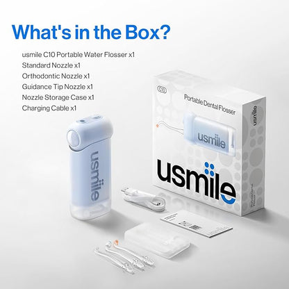 usmile C10 Portable Water Flosser – Travel-Friendly, 95-Day Battery, 4 Modes