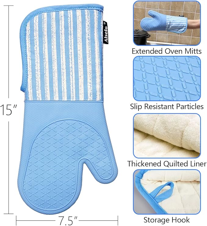 Alselo Silicone Oven Mitts Heat Resistant 932℉