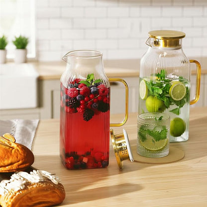 2 Pack 68oz/2 Liter Square Glass Pitcher