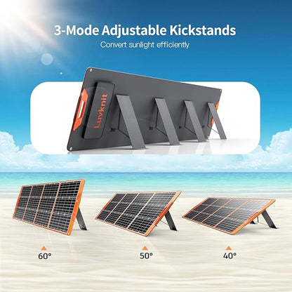 Upgraded 200W Portable Solar Panel for Power Station Generator, 18V Foldable Waterproof IP65 Solar Cell Charger with Adjustable Kickstand and MC-4 Cable for Laptop Outdoor Camping Boat Lawn RV Trip