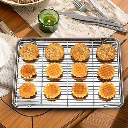 Wildone Baking Sheet & Rack Set, Stainless Steel Cookie Pan
