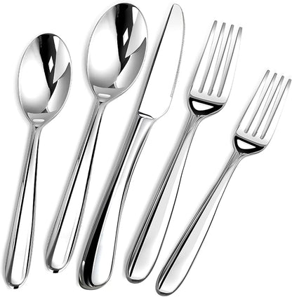 Heavy Duty Silverware Set for 8, 40 Piece Premium Stainless Steel Flatware Utensils Cutlery Set Including Steak Knife Fork and Spoon, Dishwasher Safe, Gift Package for Wedding Housewarming