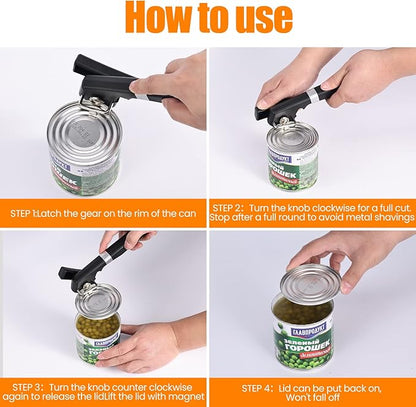 2 in 1 Safety Can Opener Manual Smooth Edge & Bottle Opener,