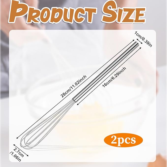 2 Pcs Mini Whisks Set, Stainless Steel Whisk Tiny Egg Whisk, Espresso Matcha