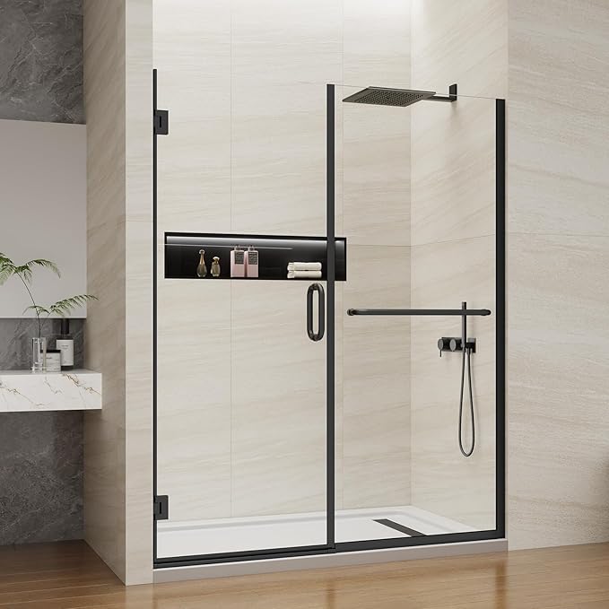 Pivot Swing Shower Door, Adjustable Width 58.9-60" W x 74" H Semi-Frameless