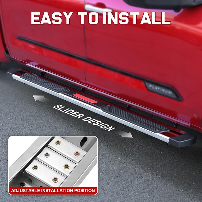 COMNOVA Running Boards Compatible with 2019-2026 Chevy Silverado/GMC Sierra 1500 Crew Cab, 2020-2026 Silverado/Sierra 2500HD 3500HD. 6 Inch High Light Stainless Steel Nerf Bars Step Bars.