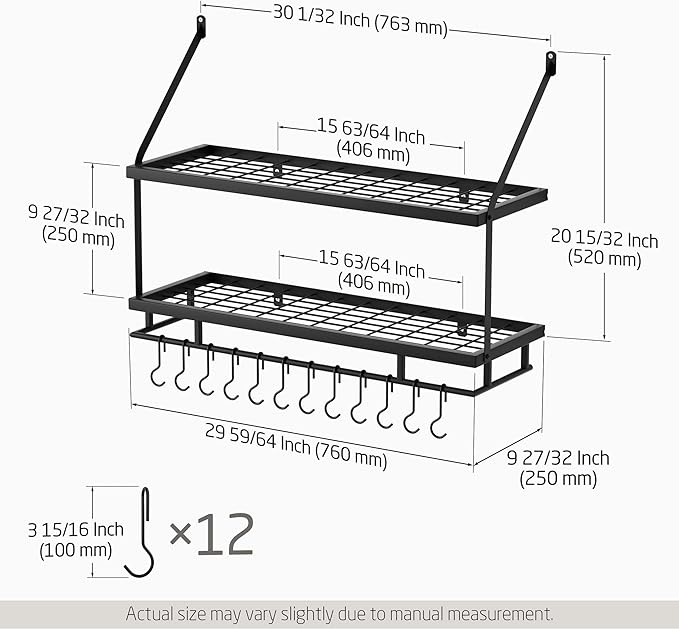 KES 30-Inch Kitchen Pot Rack