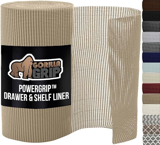 GORILLA GRIP powerGRIP Drawer Shelf and Cabinet Liner, Thick Strong Hold