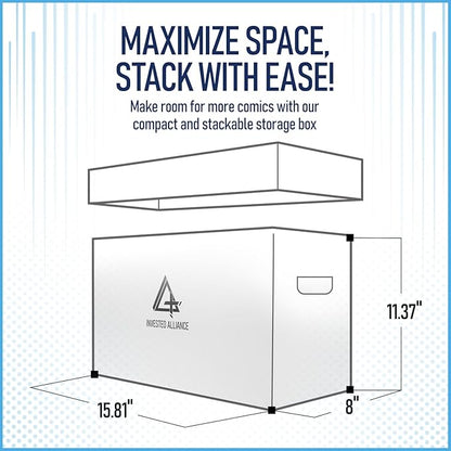 Premium Short Comic Book Storage Box (3 Pack - White). Thick Cardboard Comic Book Box/Cabinet. Comics Books Bin for 150-175 Collectibles. Comics Boxes Storage Case/Cabinet to Showcase Collectibles.
