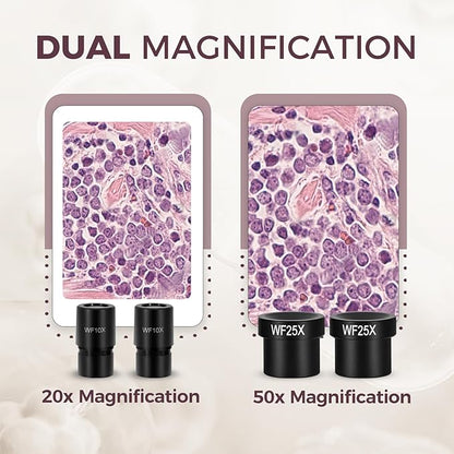 ESAKO Dual LED Kids Microscope - 52+ Piece Science Kit with Mineral & Insect Specimens, 10 Prepared Slides & 10 DIY Blank Slides, Microscope kit for Kids 8-12