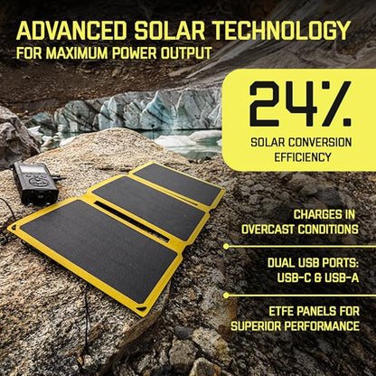 SunJack ??25 Watt Foldable Solar Panel, ETFE Monocrystalline Portable Solar Panel with USB-C and USB-A, IP67 Waterproof Solar Panels for Camping, Backpacking, Hiking and Travel