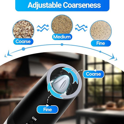 MealHelper Rechargeable Gravity Electric Salt and Pepper Grinder Set