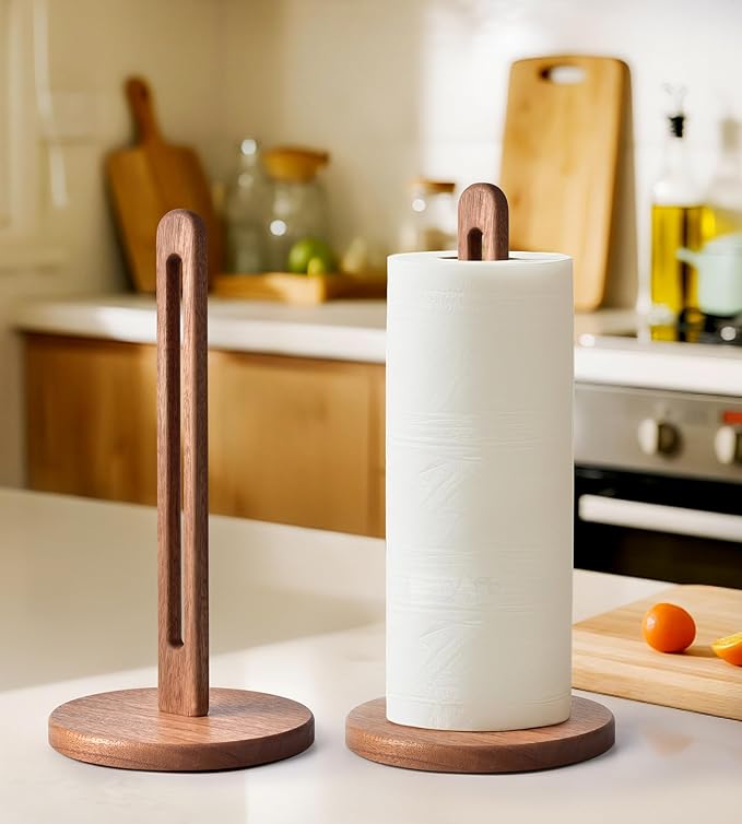 KitchLife Acacia Wooden Paper Towel Holder Countertop, Fits Jumbo Rolls