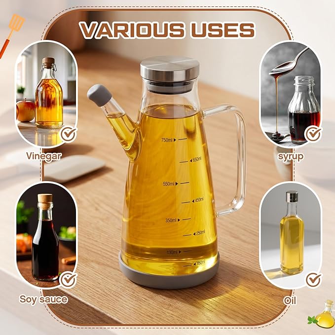 Zhehao 2 Pcs Glass Oil Bottle 25oz/750ml Cooking Oil Dispenser