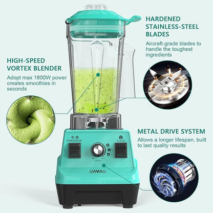 OMMO Blender 1800W, Professional High Speed Countertop Blender