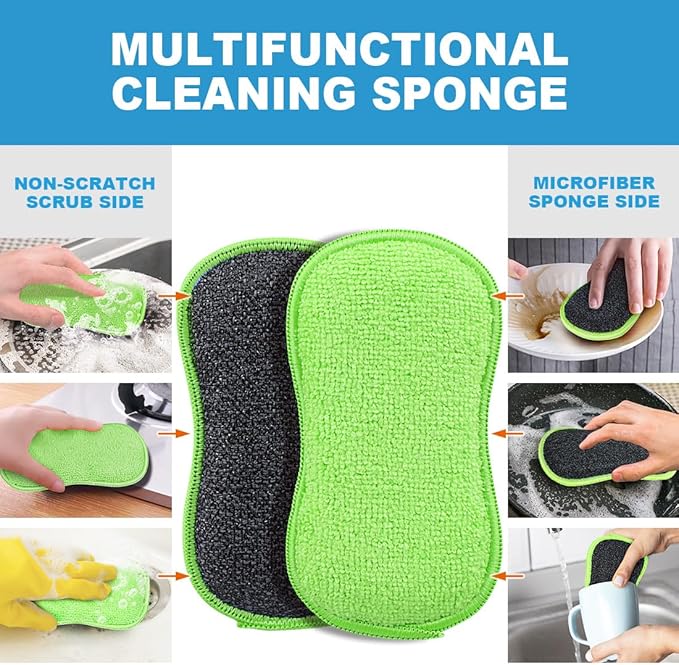 HOMEXCEL 12 Pack Multi-Purpose Scrub Sponges Kitchen Dish Sponge Non-Scratch