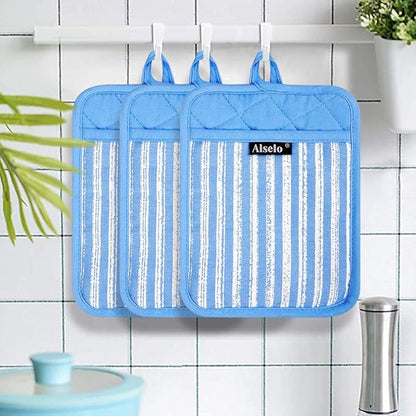 Alselo Silicone Pot Holders Set of 3 Heat Resistant & Non Slip Potholders