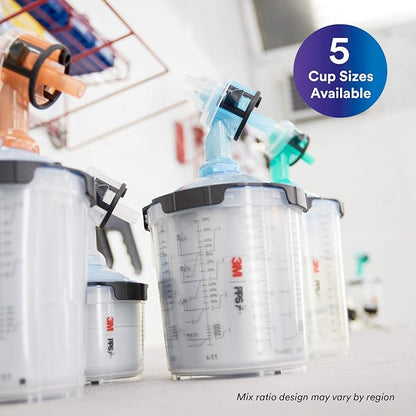 3M PPS 2.0 Spray Gun Cup, Lids and Liners Kit, 26301, Standard, 22 Ounces, 125-Micron Filter, Use for Cars, Furniture, House and More, 1 Paint Cup, 50 Disposable Lids and Liners, 32 Sealing Plugs