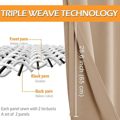 Hiasan Blackout Curtains for Bedroom, 60 x 63 Inches Length