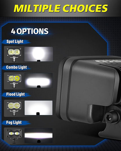 3 Inch SAE Fog Lights CREE LEDs with Wiring Harness & Black Covers | Street Legal SAE Fog Beam, High Intensity CREE LEDs, Free Wiring kit & Black Covers