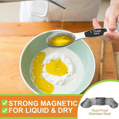 Wildone 14 Pack Stainless Steel Measuring Spoons Set, Including 8 Double Sided