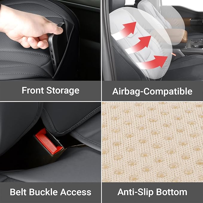 Coverland Custom SUV Car Seat Covers Full Set for [2003-2025 Land Rover Range Rover] - Protector Car Seat Cover Water Resistant Leather Memory Form Back Support Seat Cushion [Full Set-Dark Gray]