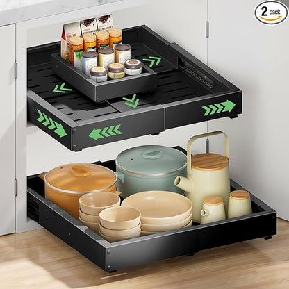 2 Pack Pull out Cabinet Organizer, Width Depth,