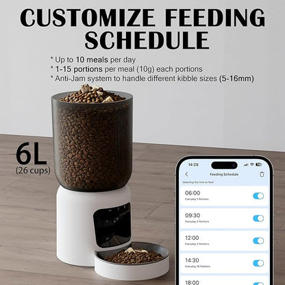 Automatic Cat Feeder with 2K Camera, 5G WiFi Smart Pet Food Dispenser