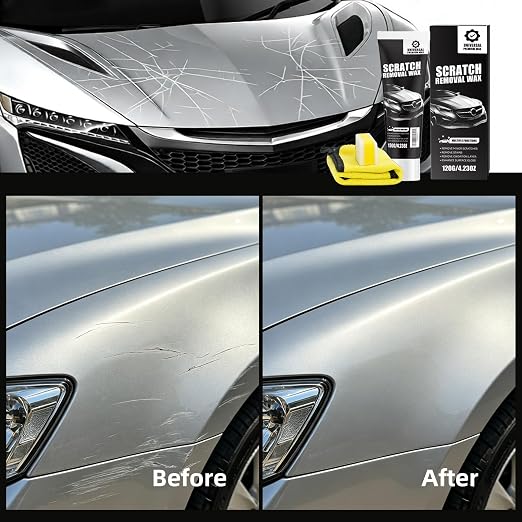 Scratch Remover for Vehicles - Car Paint Scratch Remover with Sponge & Wipe, Car Scratch Repair Kit for All Color, Auto Detailing Polish for Light to Deep Scratches (2 PC)