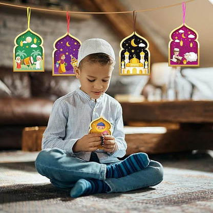 Fennoral 48 Pack Ramadan Crafts for Kids Make You Own Ramadan Foam Sticker Ornaments DIY Arts and Crafts for Kids Girls Boys Art Project Eid Mubarak Kareem Mosque Decoration