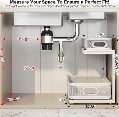 2 Pack 18.5IN-Depth Under Sink Organizer