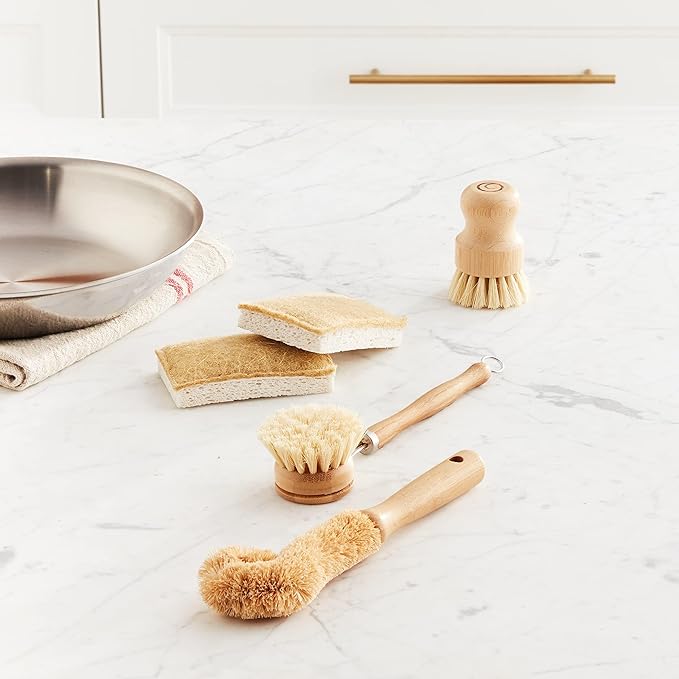 Tieralia Bamboo Dish Brush Gift Set – 5-Piece Kitchen Cleaning Set