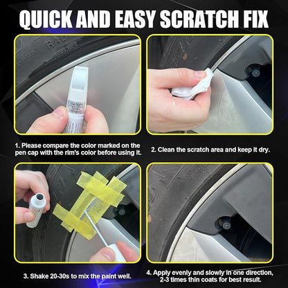KIKIMO Gunpowder Rim Touch Up Paint for Tesla Model Y/3/S/X Gemini Dark/Uberturbine/Arachnid/Cybersteam/Turbine Wheel, 2 In 1 Wheel Scratches Repair with Pen Tip and Brush for Quick & Easy Fix