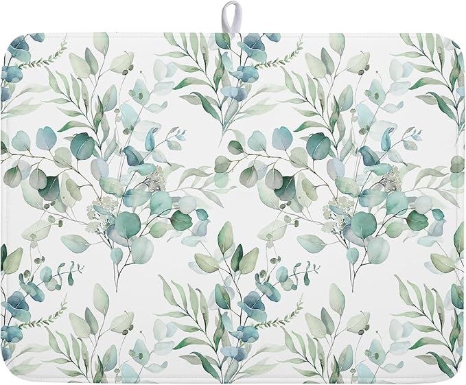 Sage Green Leaves Dish Drying Mats