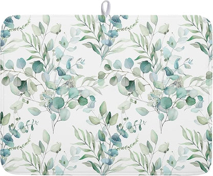 Sage Green Leaves Dish Drying Mats