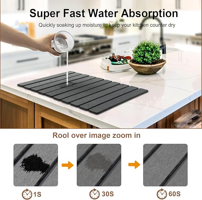Stone Drying Mat for Kitchen Counter, Stone Bath Mat, Quick Drying Fast