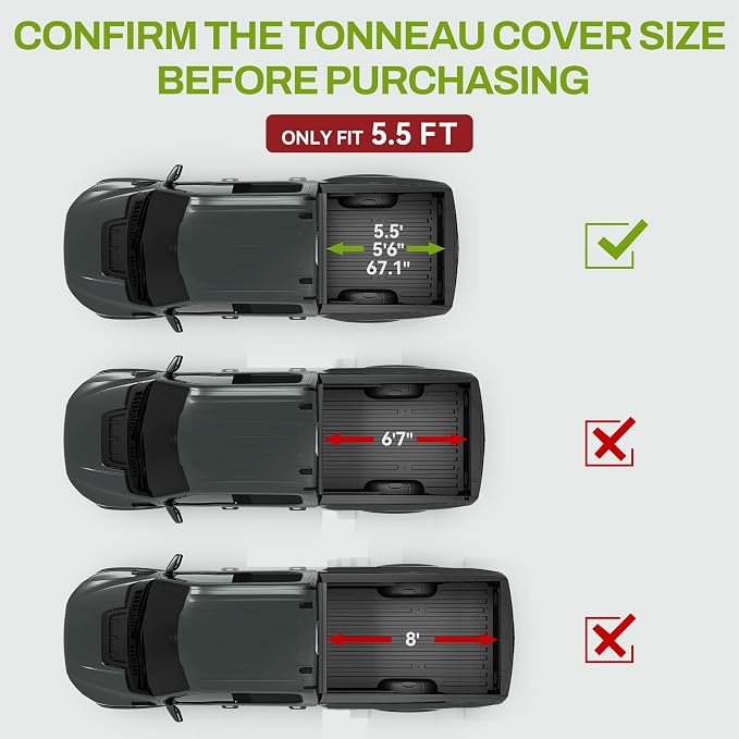AUTOSAVER88 FRP Truck Bed Tonneau Cover Hard Tri-fold Fits for Ford F-150 F150 2015-2026 5.5ft Bed (Excl. Raptor Series)