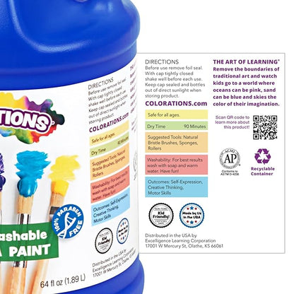 Colorations Paraben-Free Simply Washable Tempera Paint for Kids - 1/2 Gallon Value Size, Vibrant White. Non-Toxic and Made in The USA