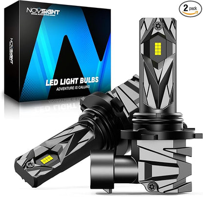 NOVSIGHT H10/9140/9145 Fog LED Bulbs - 400% Super Brighter 6500K Cool White, Fanless Light, 1:1 Size Design, 50000+ Lifespan, Plug and Play, Pack of 2